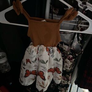 Brown and White Floral Baby Dress